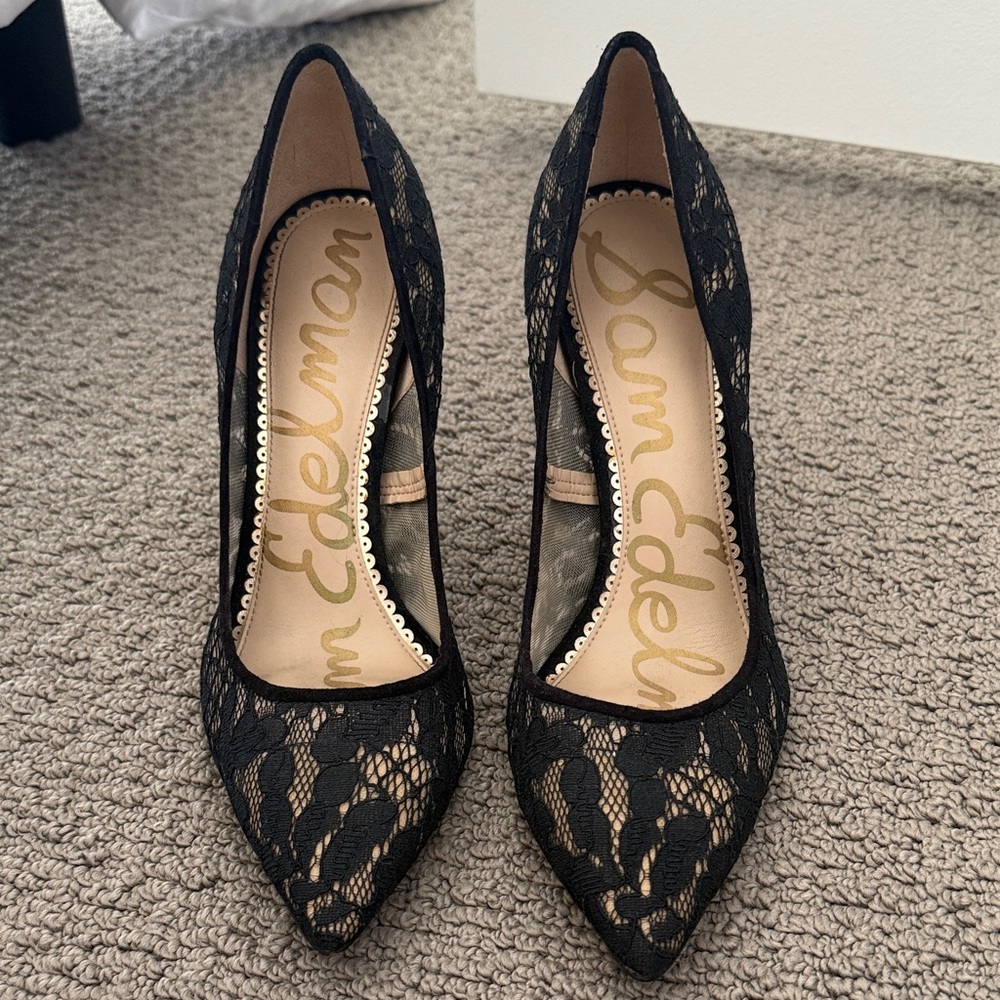 Sam Edelman Black Lace Heels